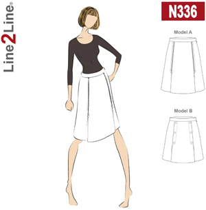 Line2Line snitmønster - N336 Nederdel med to læg og lynlåse